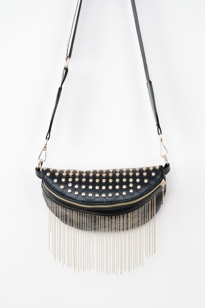 Studded Sling Bag with Fringe