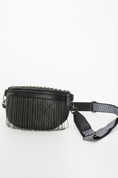 Studded Sling Bag with Fringe