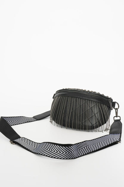 Studded Sling Bag with Fringe