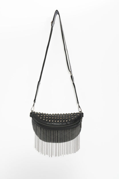 Studded Sling Bag with Fringe