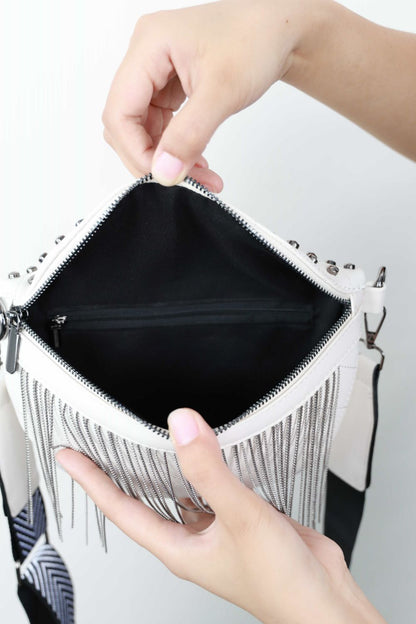 Studded Sling Bag with Fringe