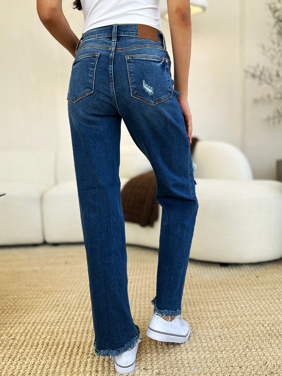 Judy Blue Distressed Raw Hem Jeans