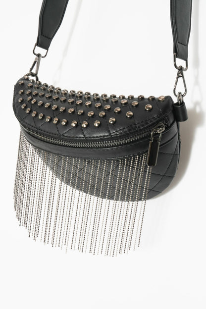 Studded Sling Bag with Fringe