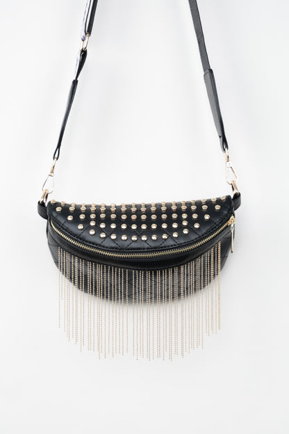 Studded Sling Bag with Fringe