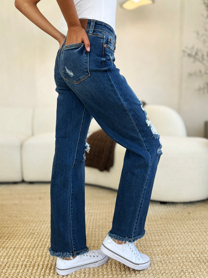 Judy Blue Distressed Raw Hem Jeans