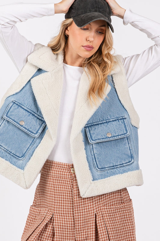 Denim Sherpa Vest