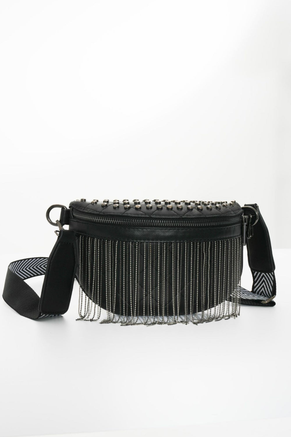 Studded Sling Bag with Fringe