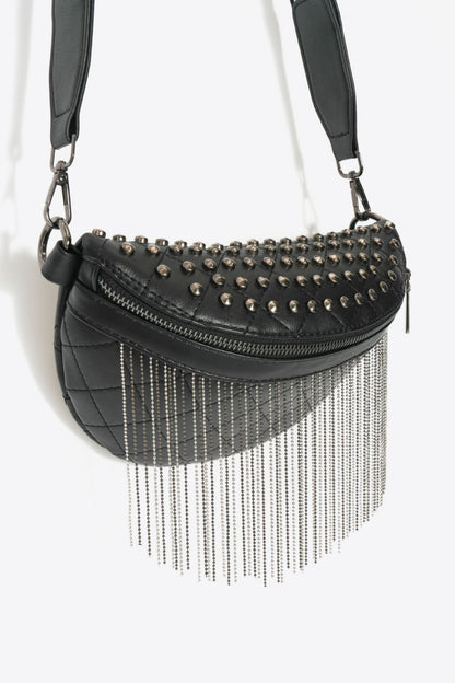 Studded Sling Bag with Fringe