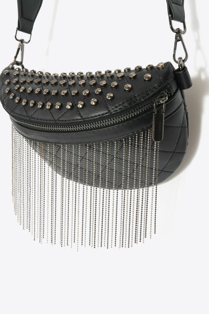 Studded Sling Bag with Fringe